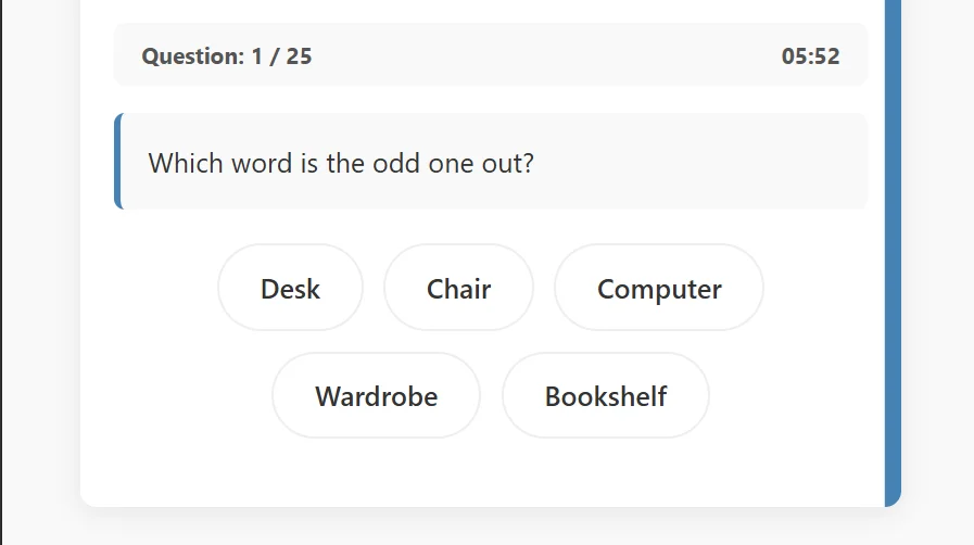 Odd Word Out test preview