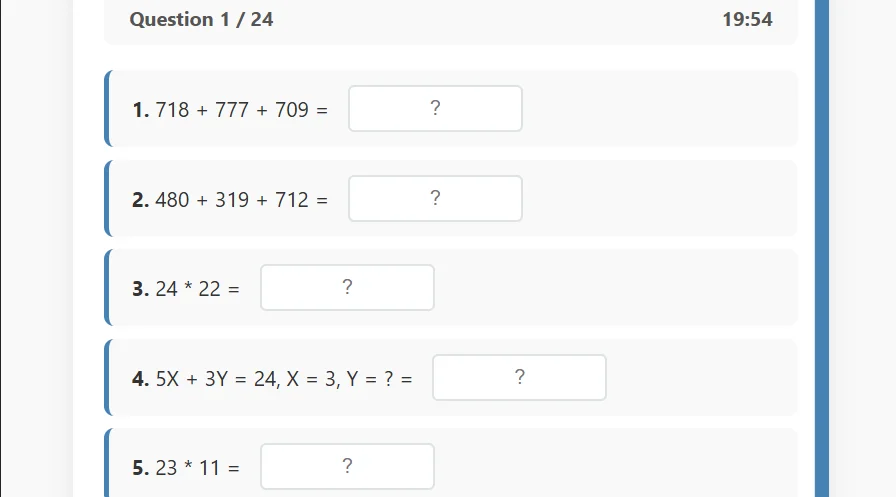 Mathematics test preview