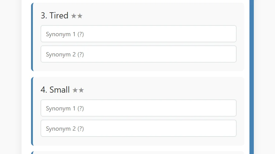 Synonyms test preview